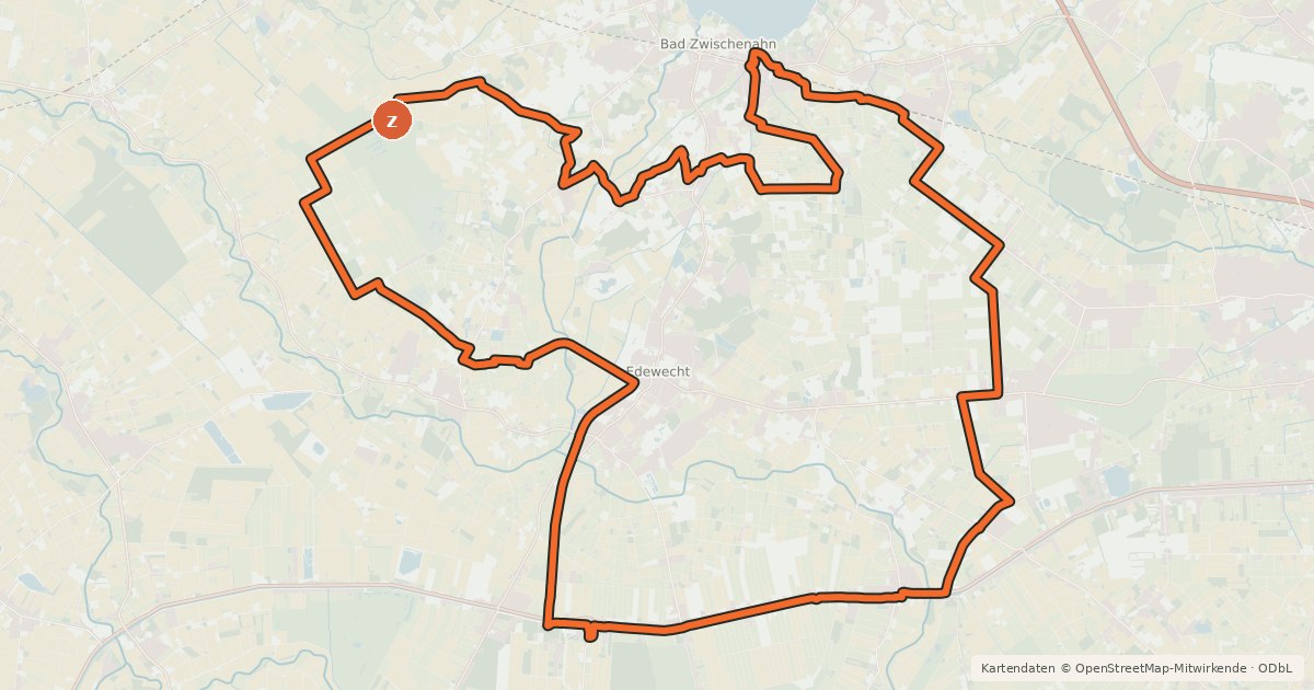 Kartenübersicht der Radroute Moorroute