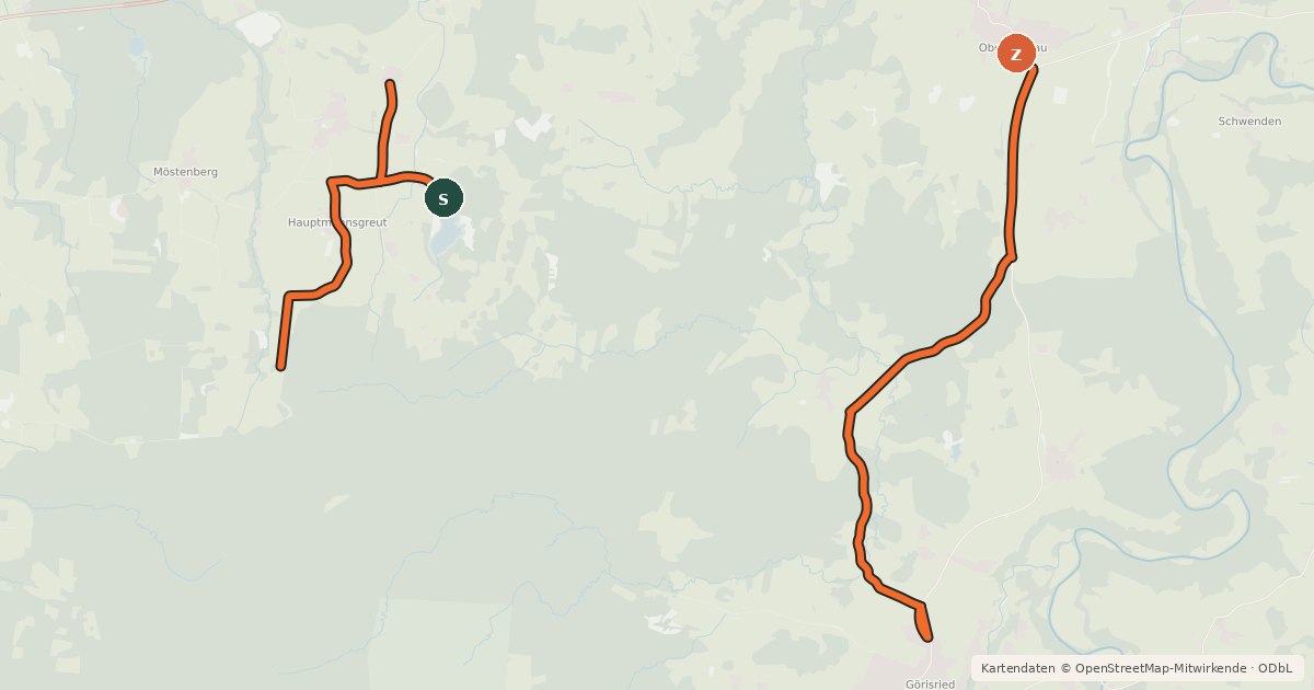 Kartenübersicht der Radroute Moorwald-Runde