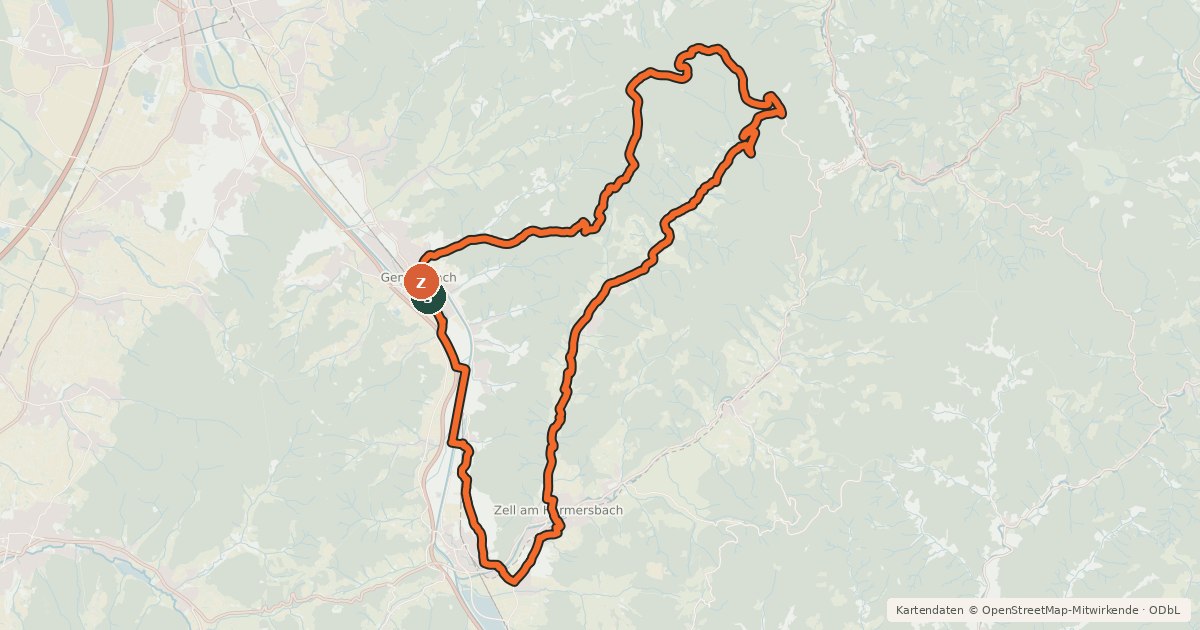 Kartenübersicht der Radroute MoospfaffTour