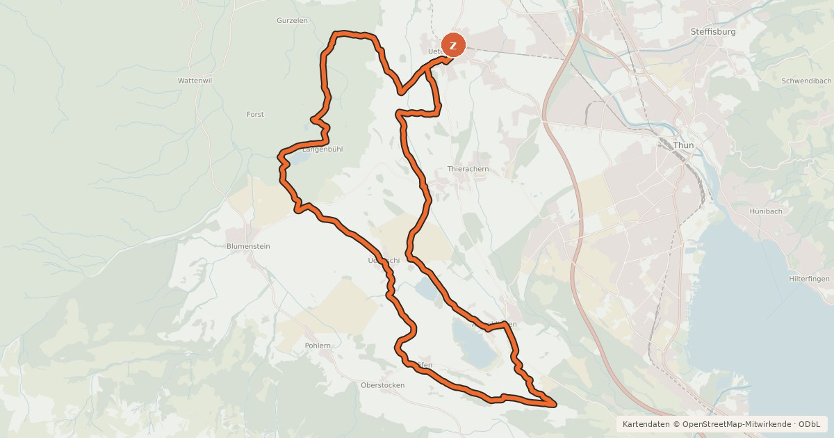 Kartenübersicht der Radroute Moränenseeroute