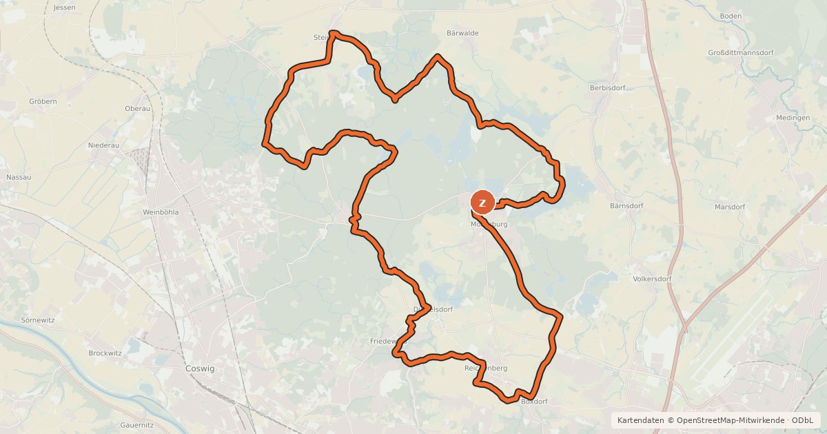 Kartenübersicht der Radroute Moritzburger Ring