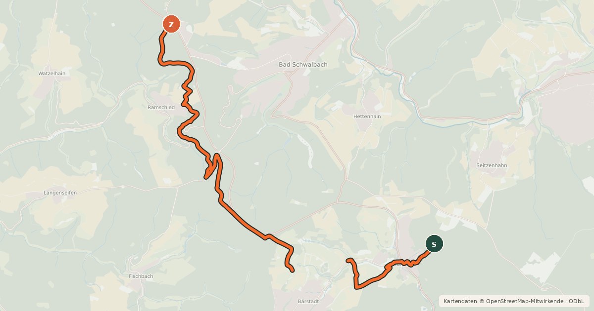Kartenübersicht der Radroute Mountainbike Park Bad Schwalbach - Tour 3