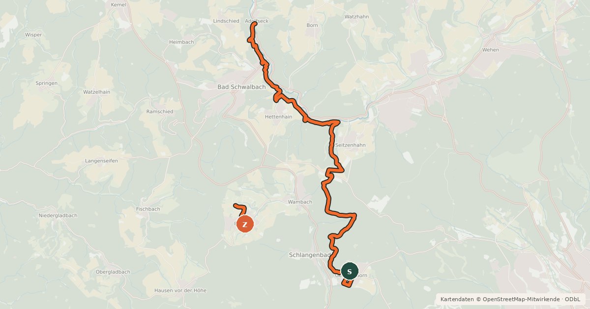 Kartenübersicht der Radroute Mountainbike Park Bad Schwalbach - Tour 4