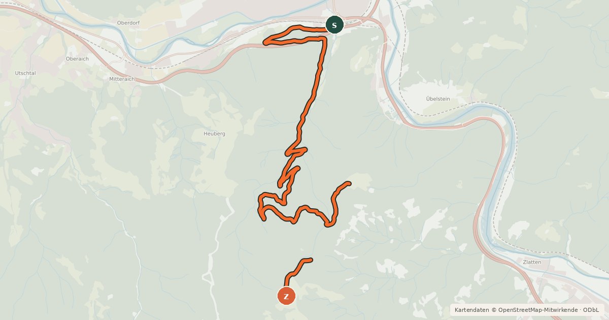 Kartenübersicht der Radroute Mountainbike Strecke 1