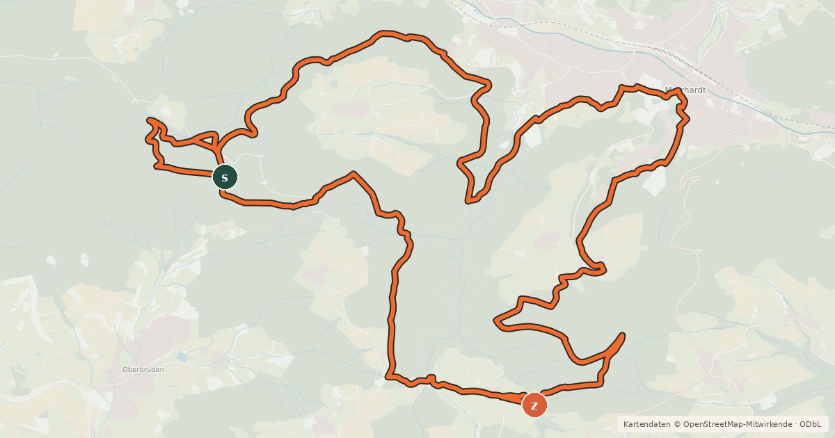 Kartenübersicht der Radroute Mountainbike Tour 1 - Siebenknie