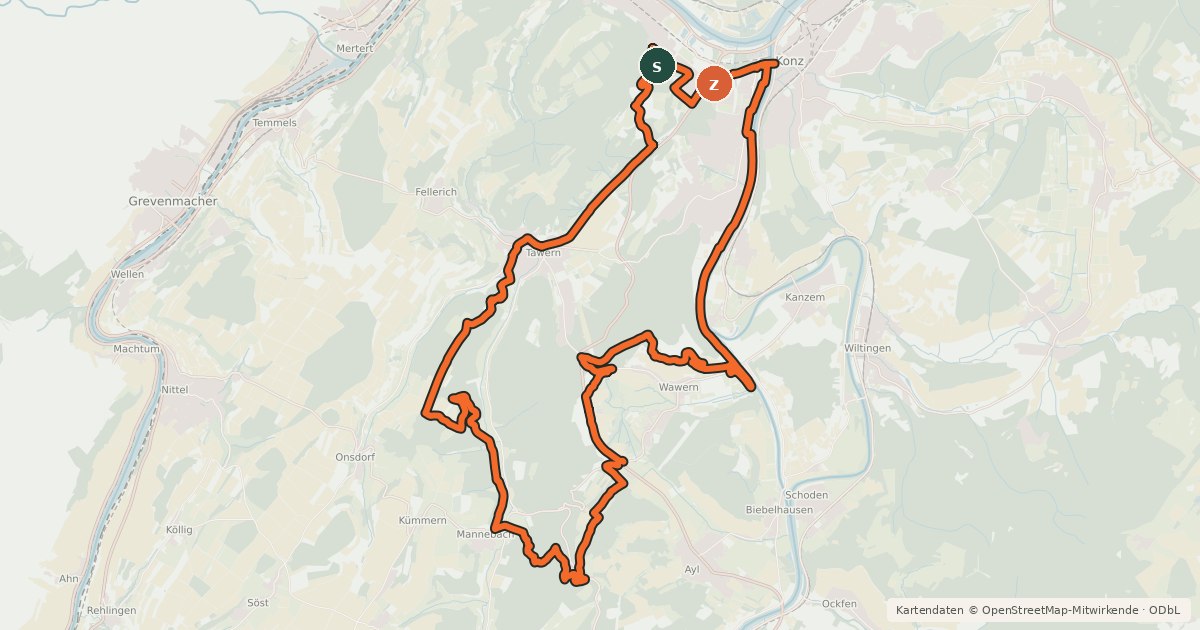 Kartenübersicht der Radroute Mountainbike-Tour 3 "Merkur"