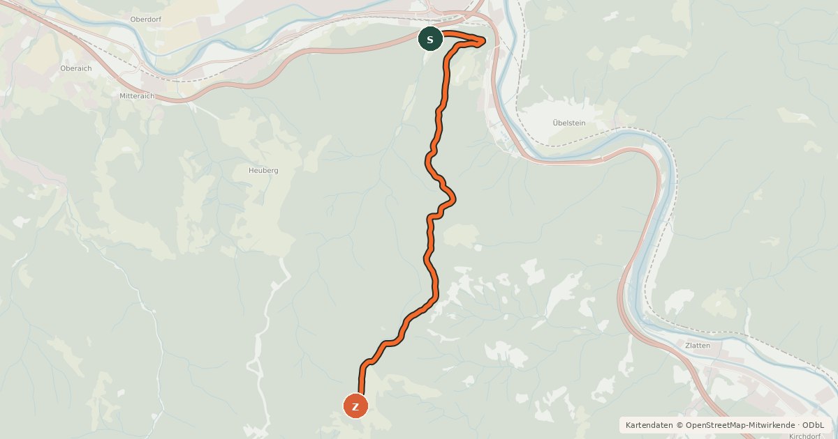 Kartenübersicht der Radroute Mountainbike Tour Hochanger