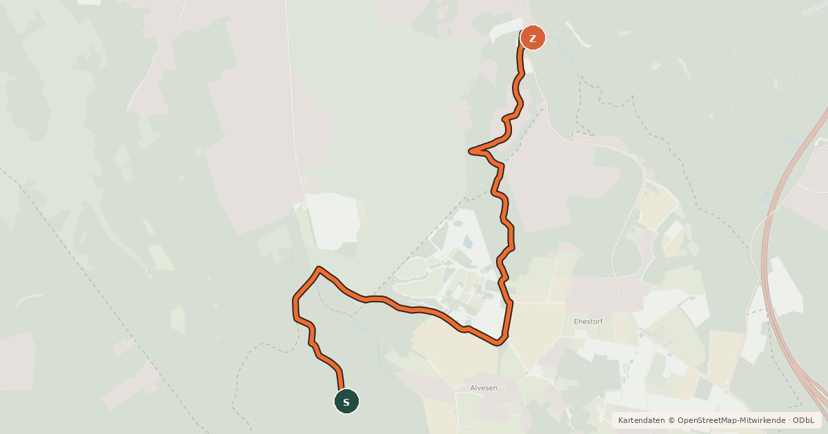 Kartenübersicht der Radroute Mountainbike-Tour M3 Rosengarten-Harburger Berge