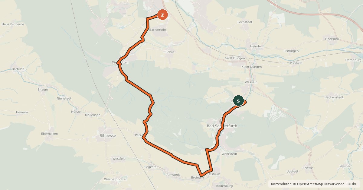 Kartenübersicht der Radroute MTB-1