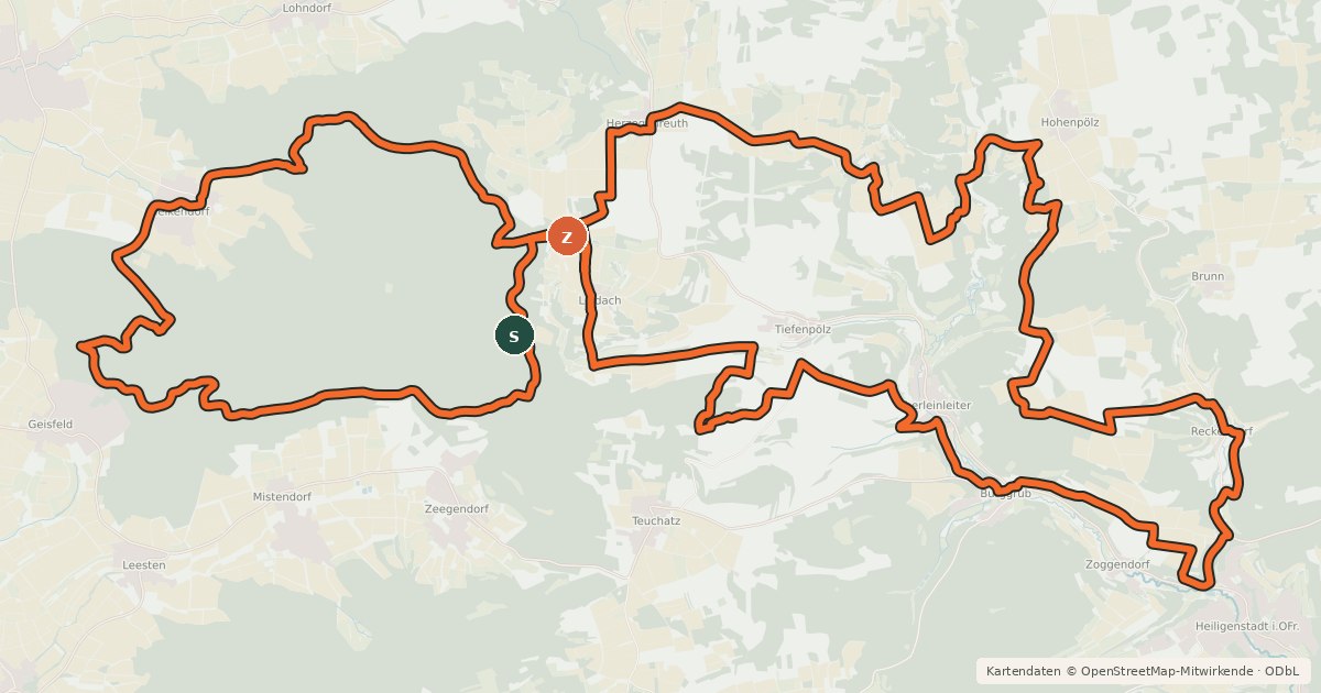 Kartenübersicht der Radroute MTB 1 Geisberg
