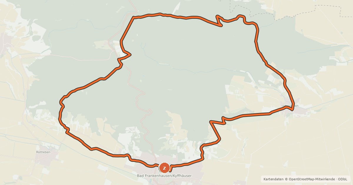Kartenübersicht der Radroute MTB 1 Kyffhäuser
