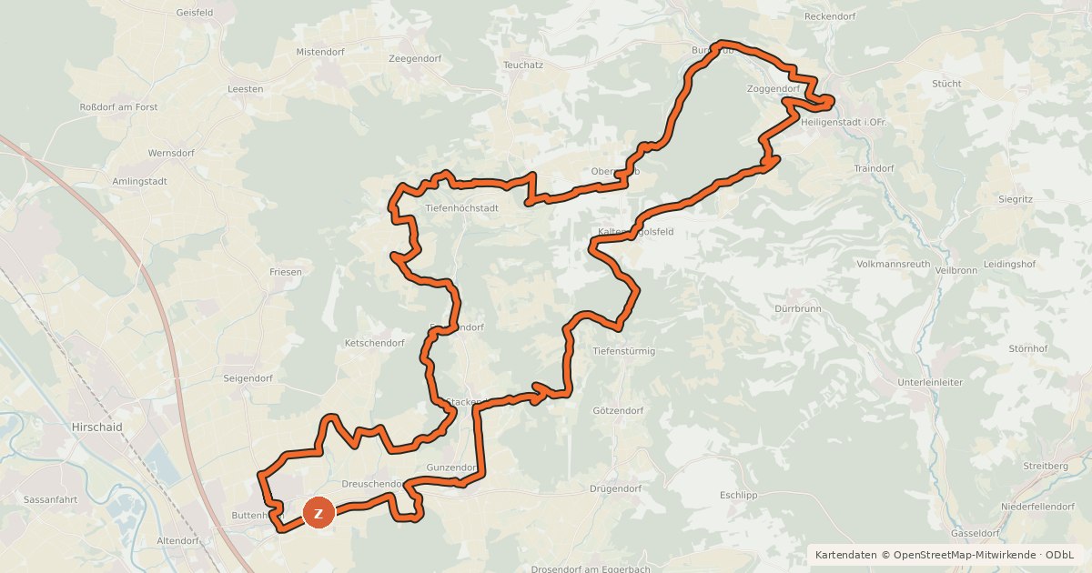 Kartenübersicht der Radroute MTB 2 Altenberg - Kälberberg