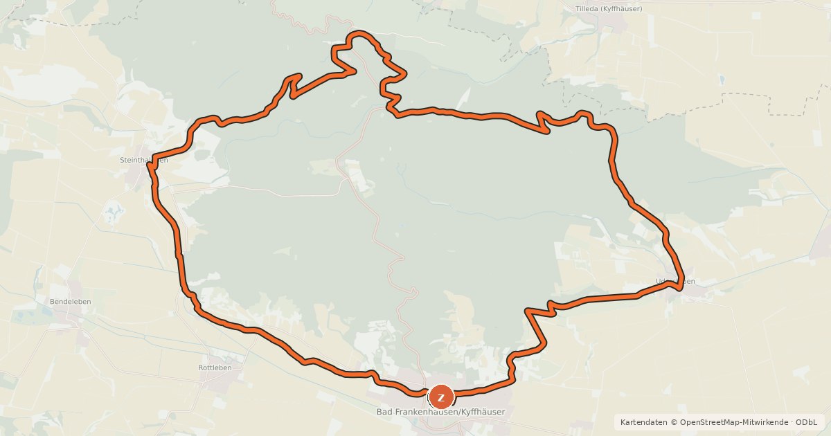 Kartenübersicht der Radroute MTB 2 Kyffhäuser