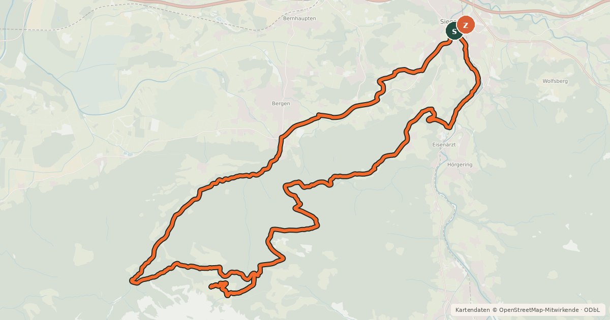 Kartenübersicht der Radroute MTB 66 Bründlingalm Runde (von Siegsdorf)