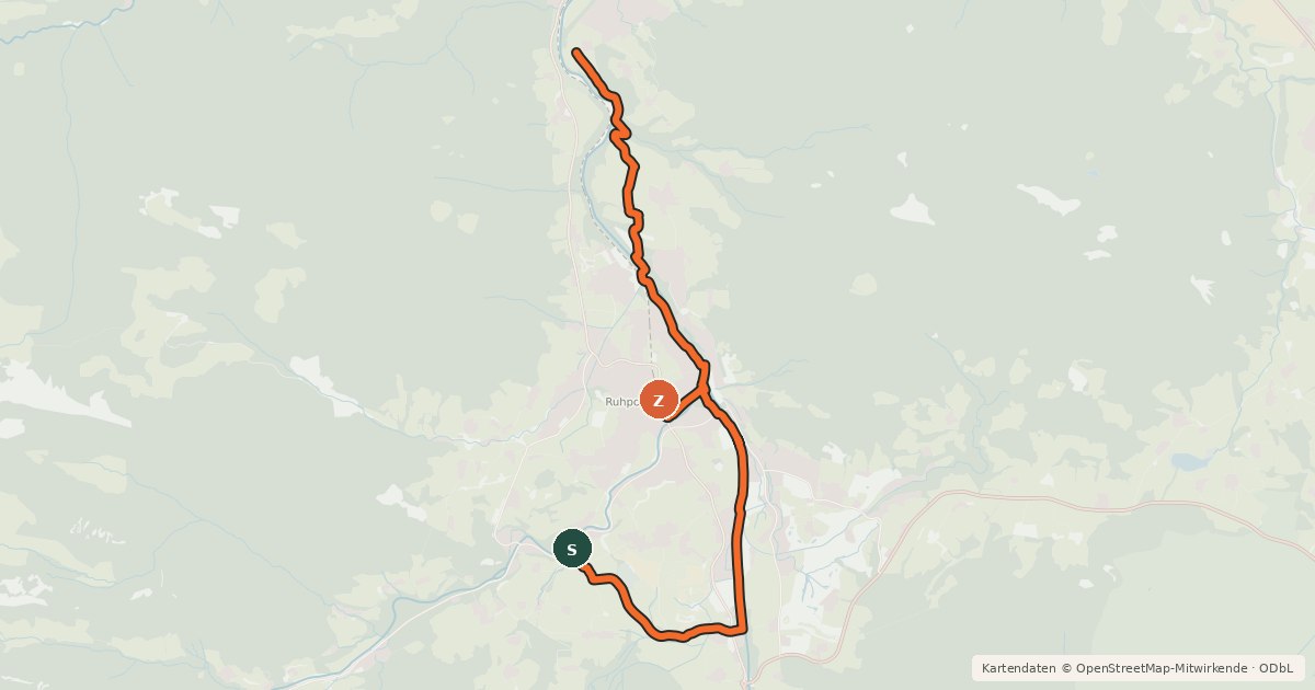 Kartenübersicht der Radroute MTB 67 Kloster-Runde