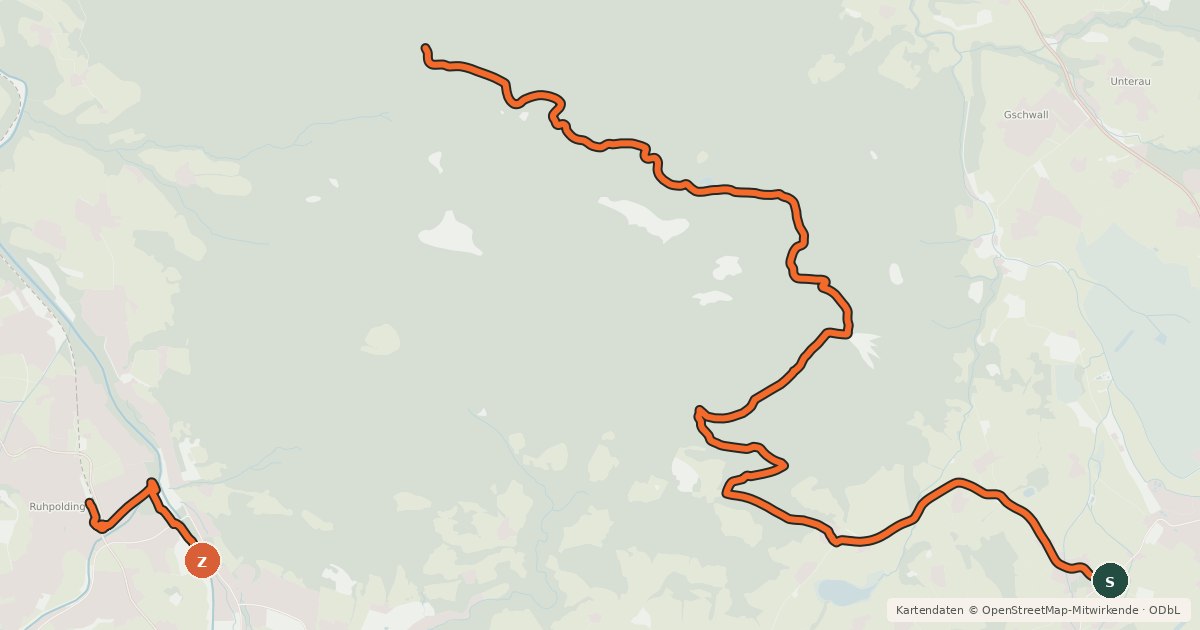 Kartenübersicht der Radroute MTB 68 Chiemgau Marathon