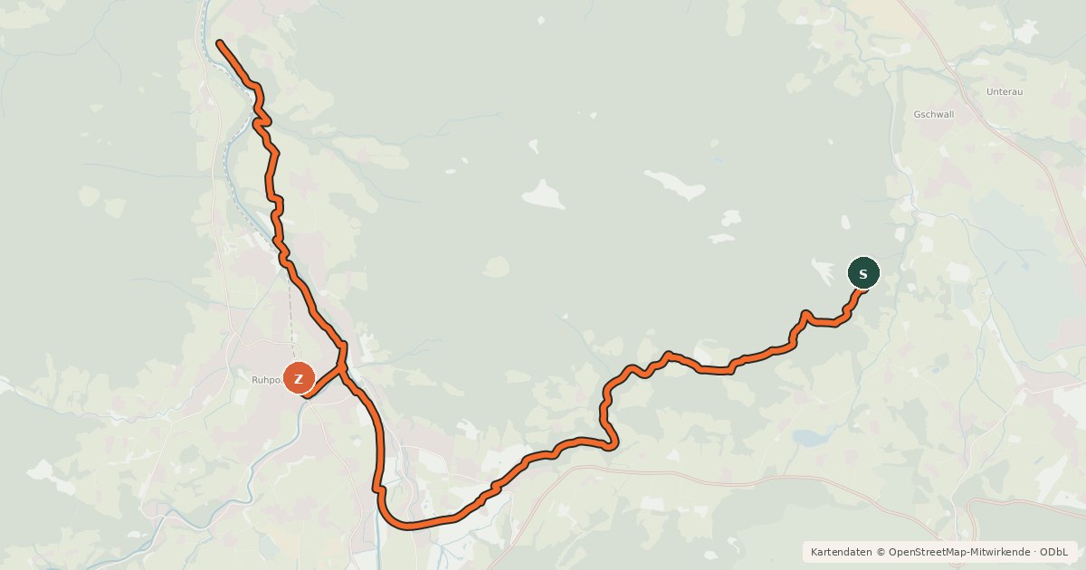 Kartenübersicht der Radroute MTB 76 Zinnkopf-Umrundung