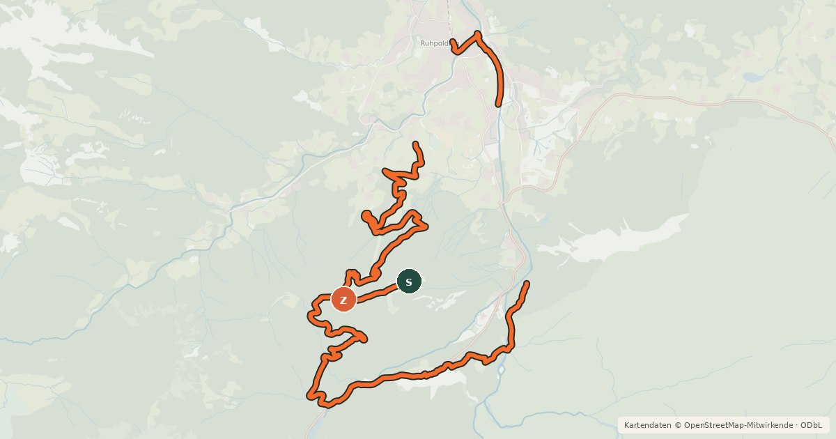 Kartenübersicht der Radroute MTB 80 Unternberg Runde