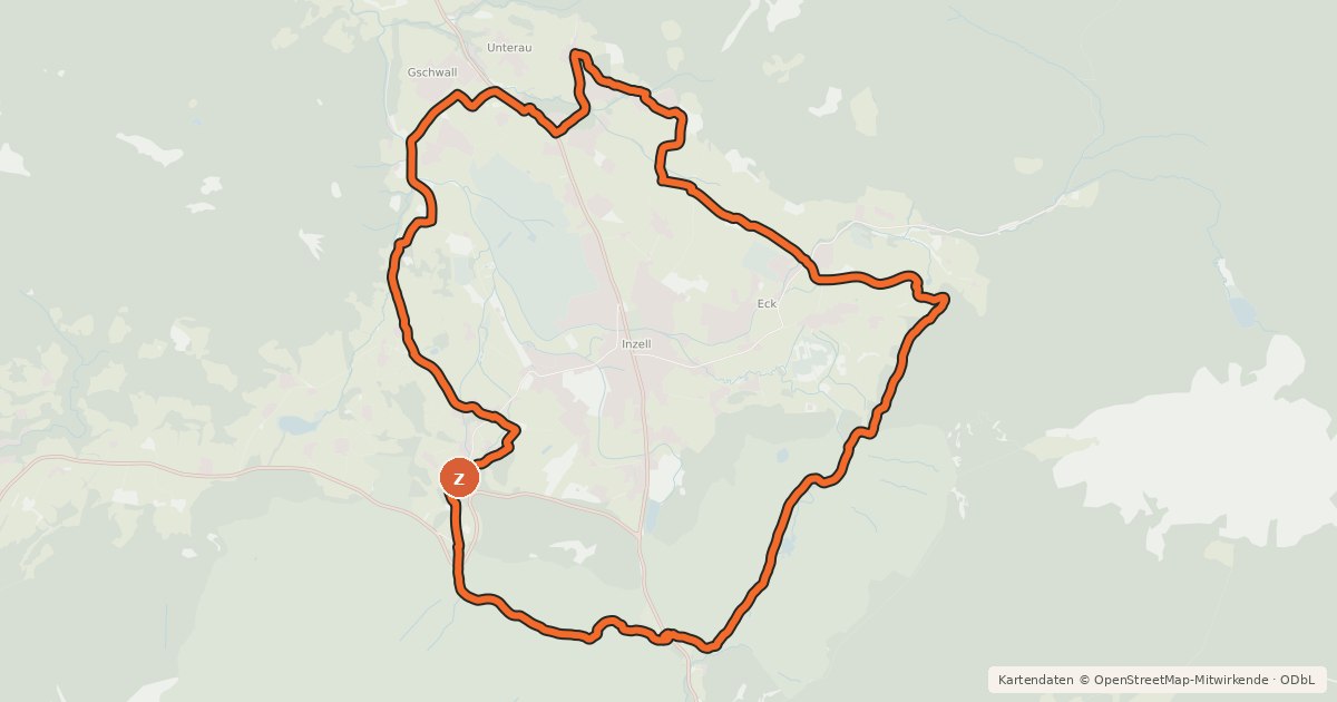 Kartenübersicht der Radroute MTB 92 Inzell Dorfrunde