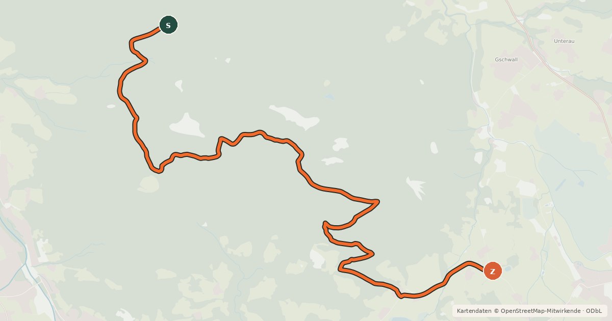 Kartenübersicht der Radroute MTB 97 Zinnkopf