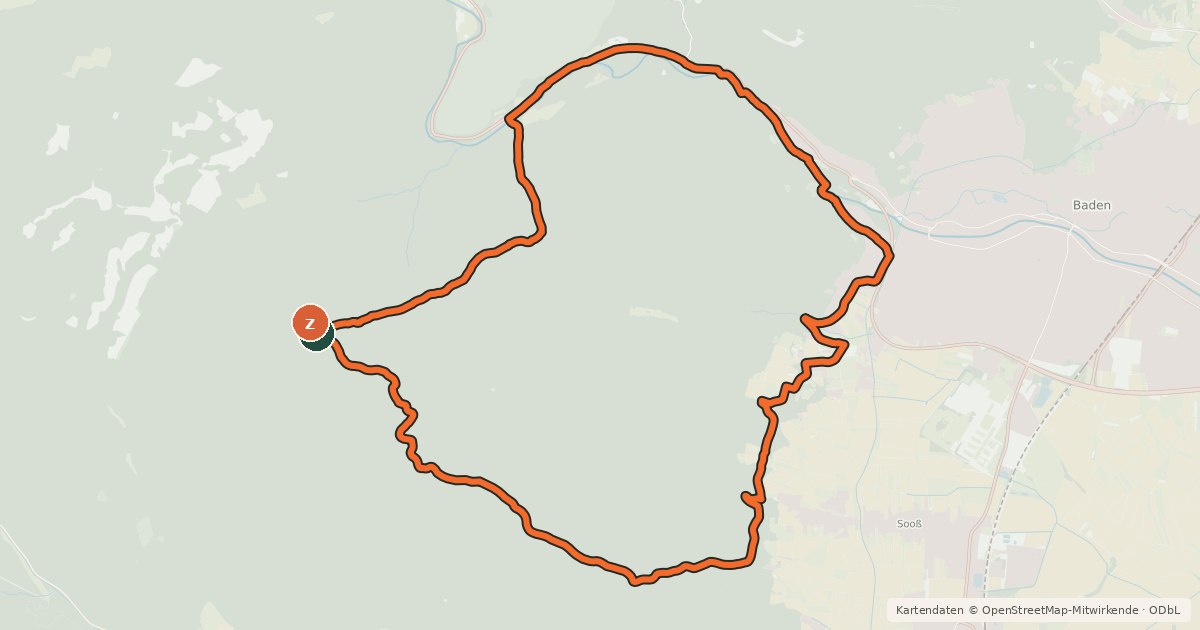 Kartenübersicht der Radroute MTB Badner-Lindkogel-Runde