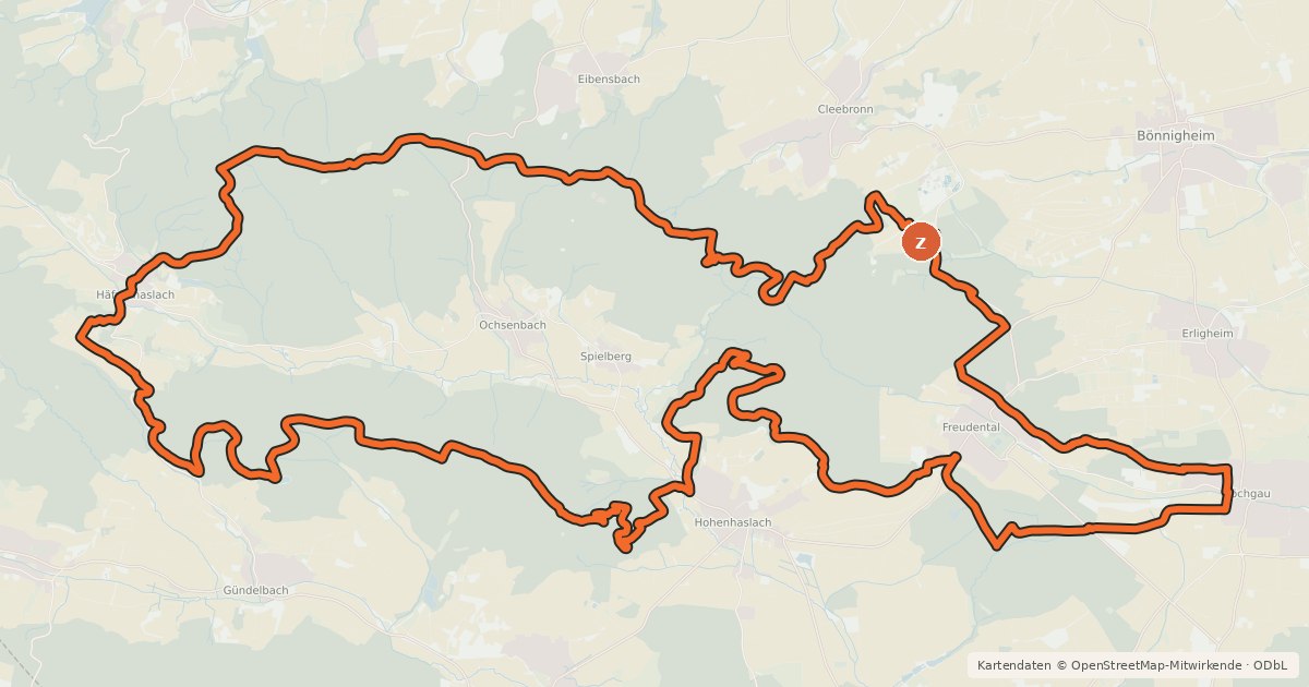 Kartenübersicht der Radroute MTB Baiselbergtour (Tour 5)