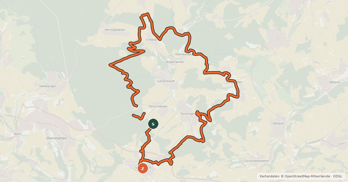 Kartenübersicht der Radroute MTB Drei Täler-Tour