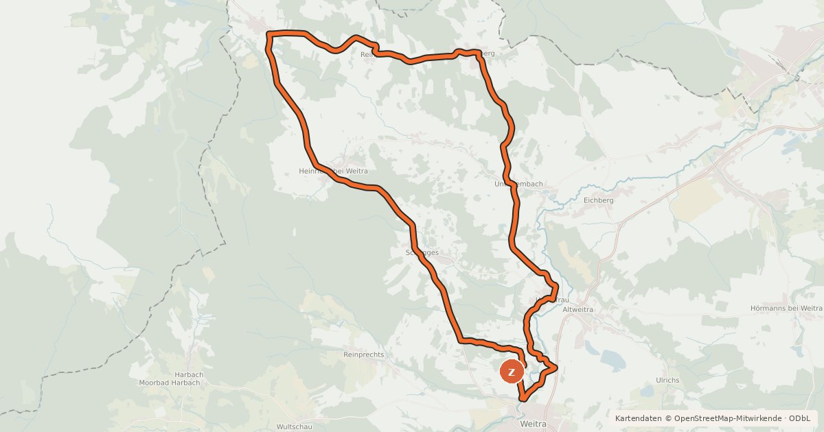 Kartenübersicht der Radroute MTB Europa-Strecke