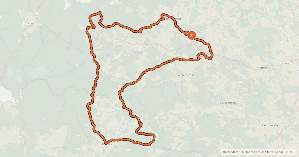 Kartenübersicht der Radroute MTB Freiwald-Strecke