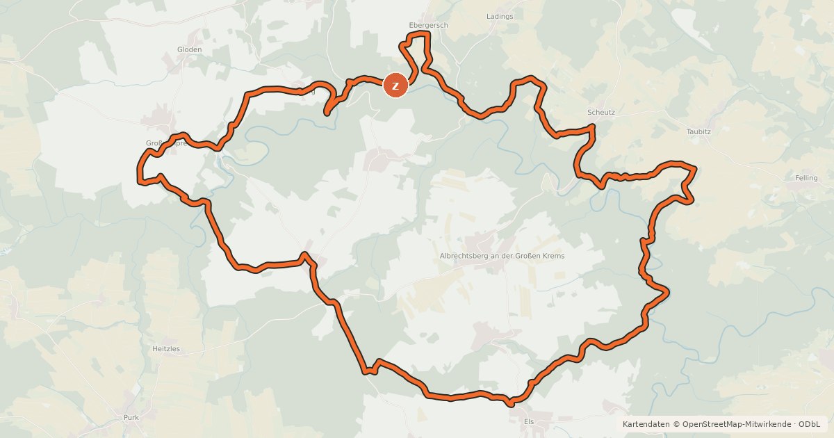 Kartenübersicht der Radroute MTB Große Kremstal-Strecke