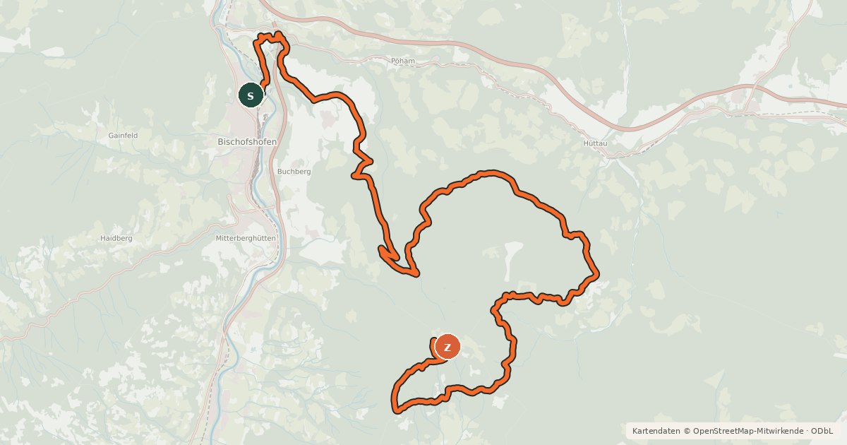 Kartenübersicht der Radroute MTB Gründeck