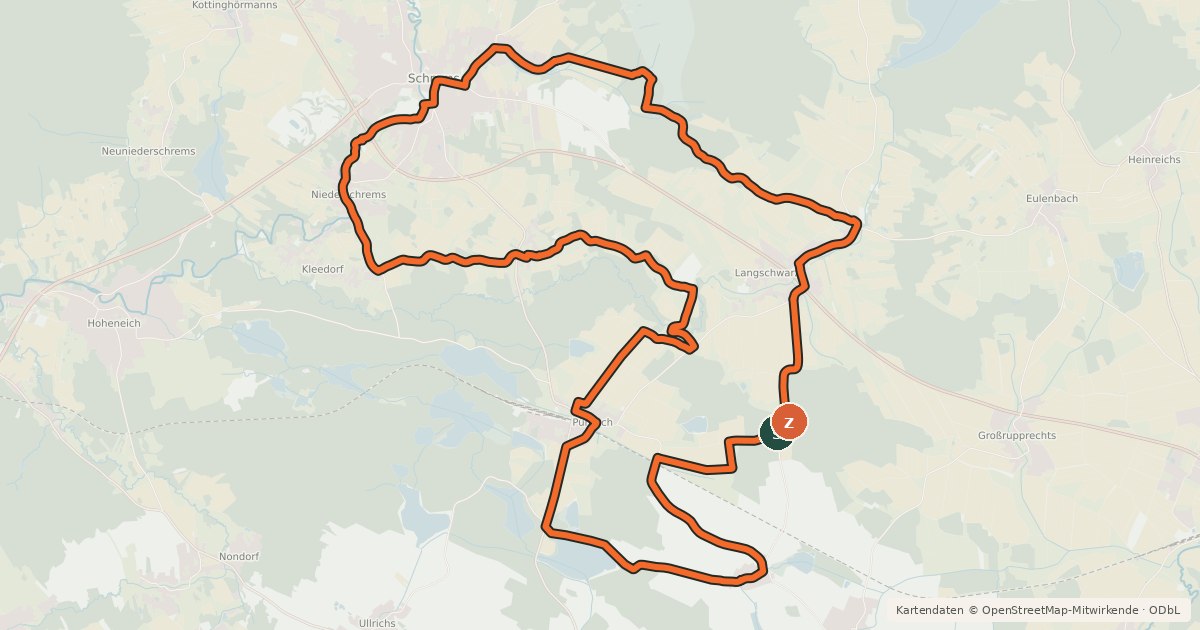 Kartenübersicht der Radroute MTB Herrenteich - Strecke