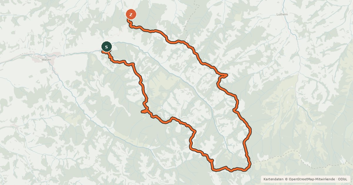 Kartenübersicht der Radroute MTB Hochänzi