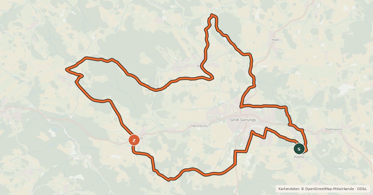Kartenübersicht der Radroute MTB Hochberg-Strecke