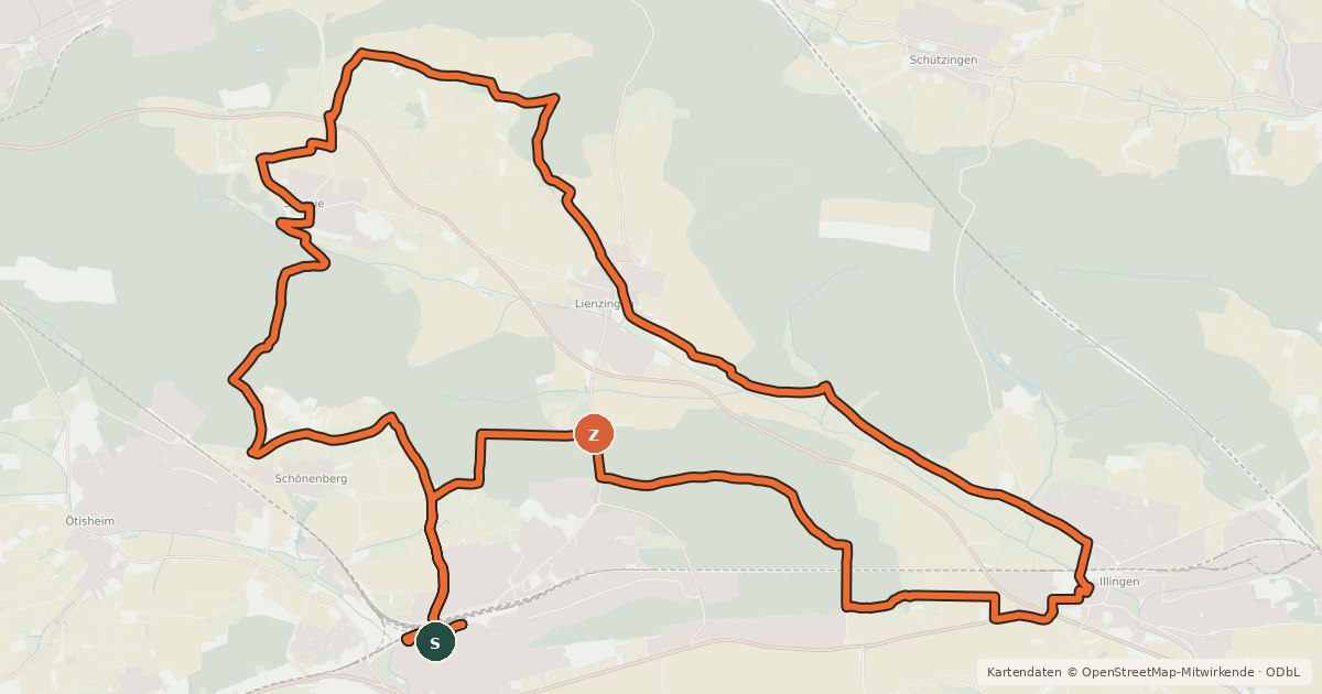Kartenübersicht der Radroute MTB Hochbergtour (Tour 1)