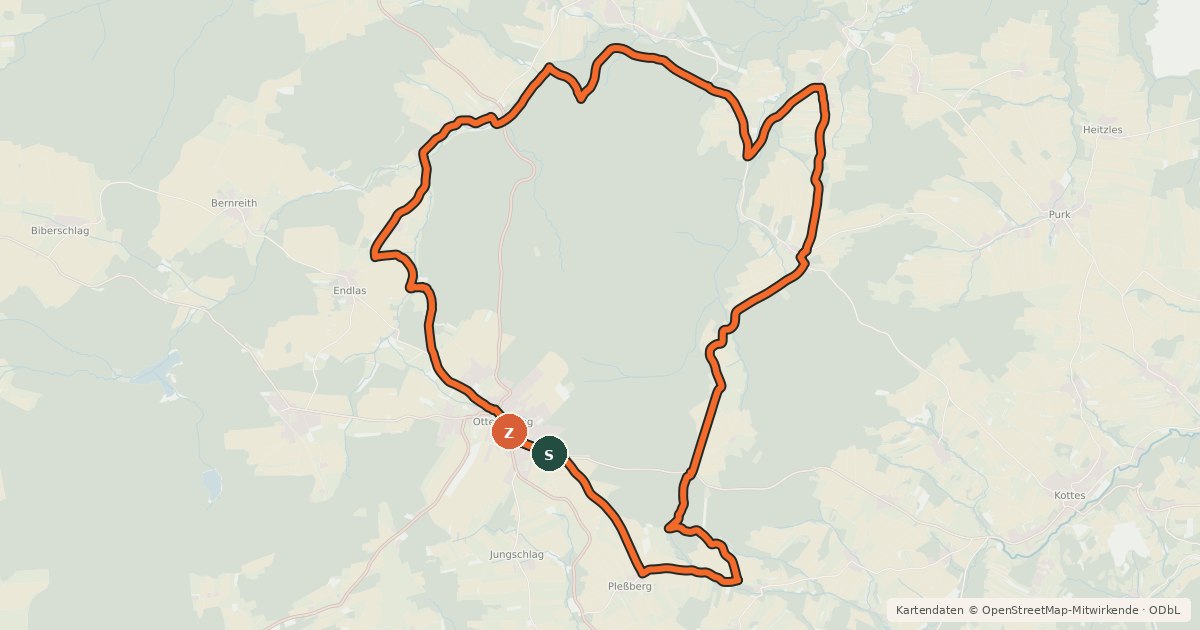 Kartenübersicht der Radroute MTB Hochland-Strecke