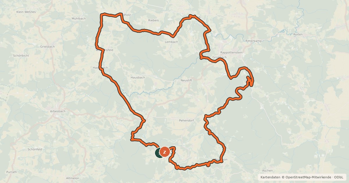 Kartenübersicht der Radroute MTB Höllmühl-Strecke