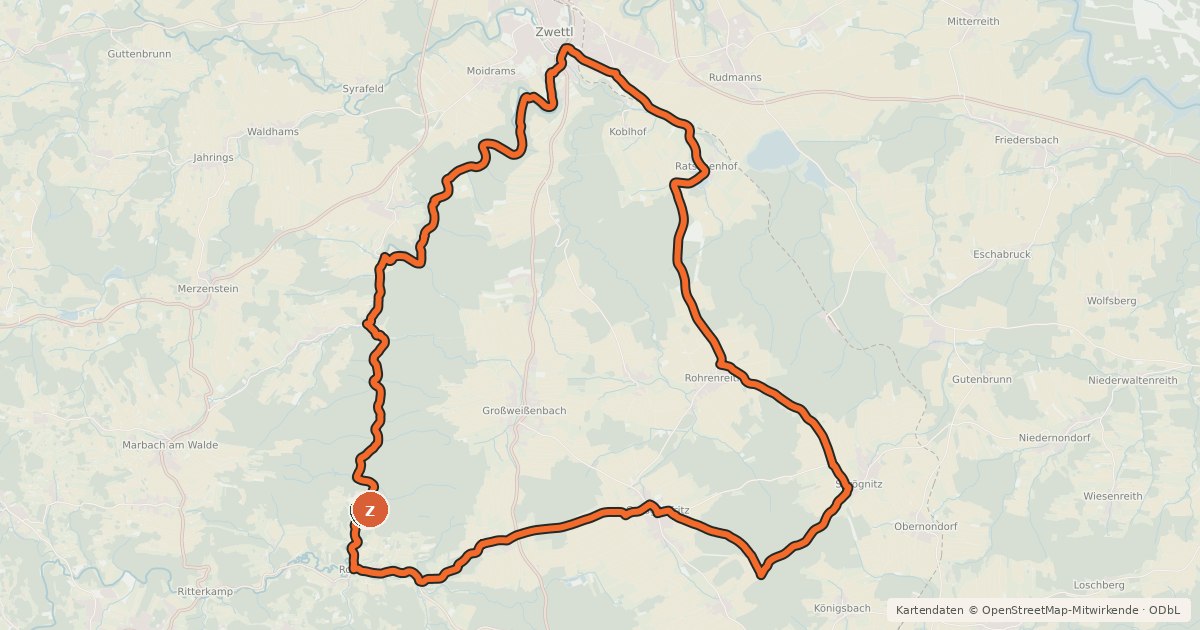 Kartenübersicht der Radroute MTB - Hundertwasser - Strecke