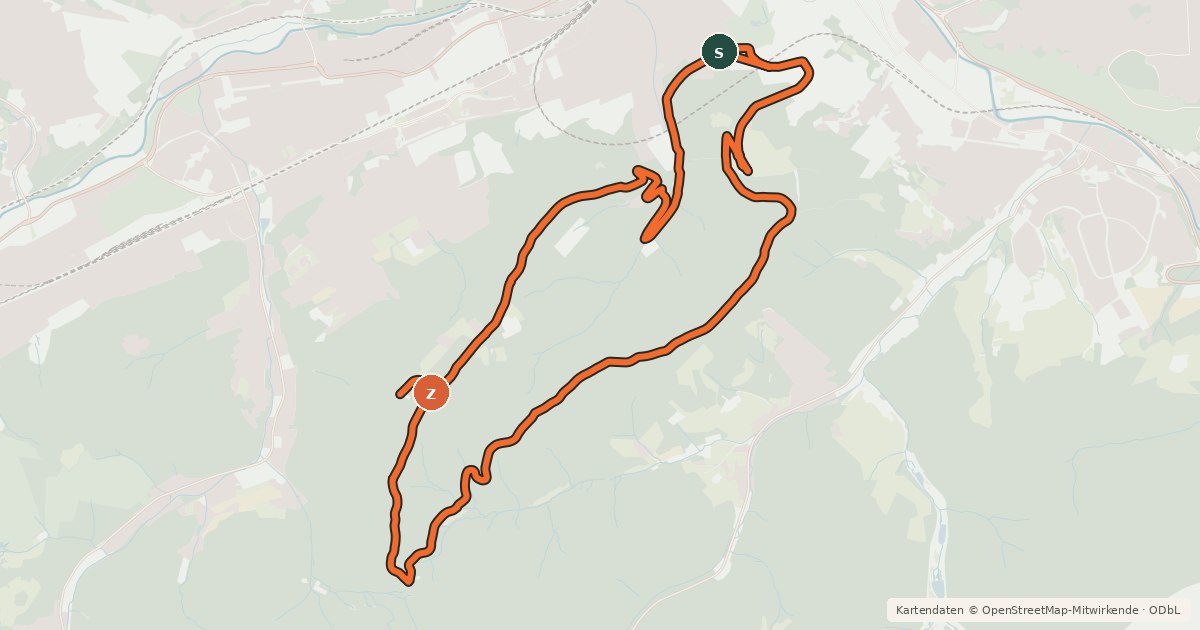 Kartenübersicht der Radroute MTB in Hagen Route 1 (blau)