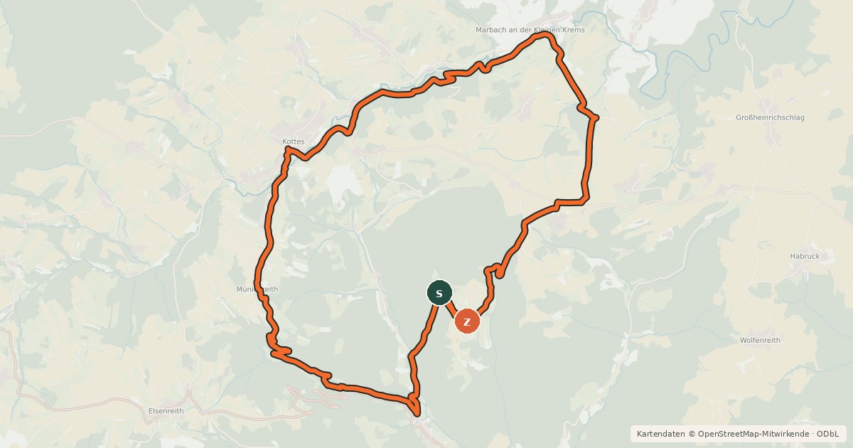 Kartenübersicht der Radroute MTB Kleines Kremstal-Strecke