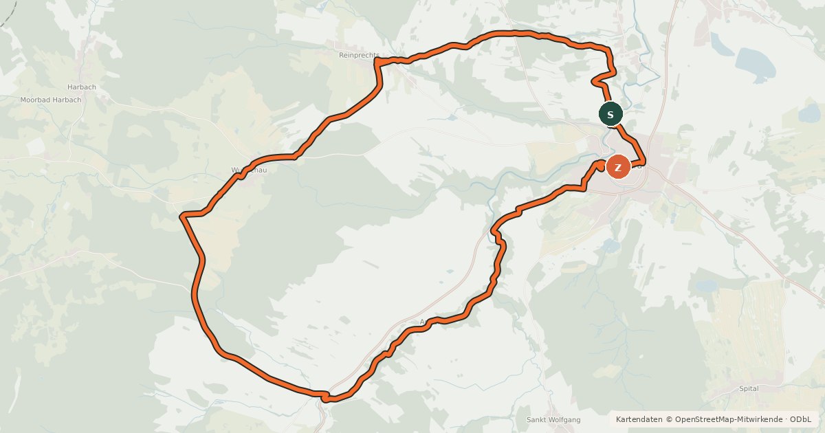 Kartenübersicht der Radroute MTB Lainsitz-Strecke