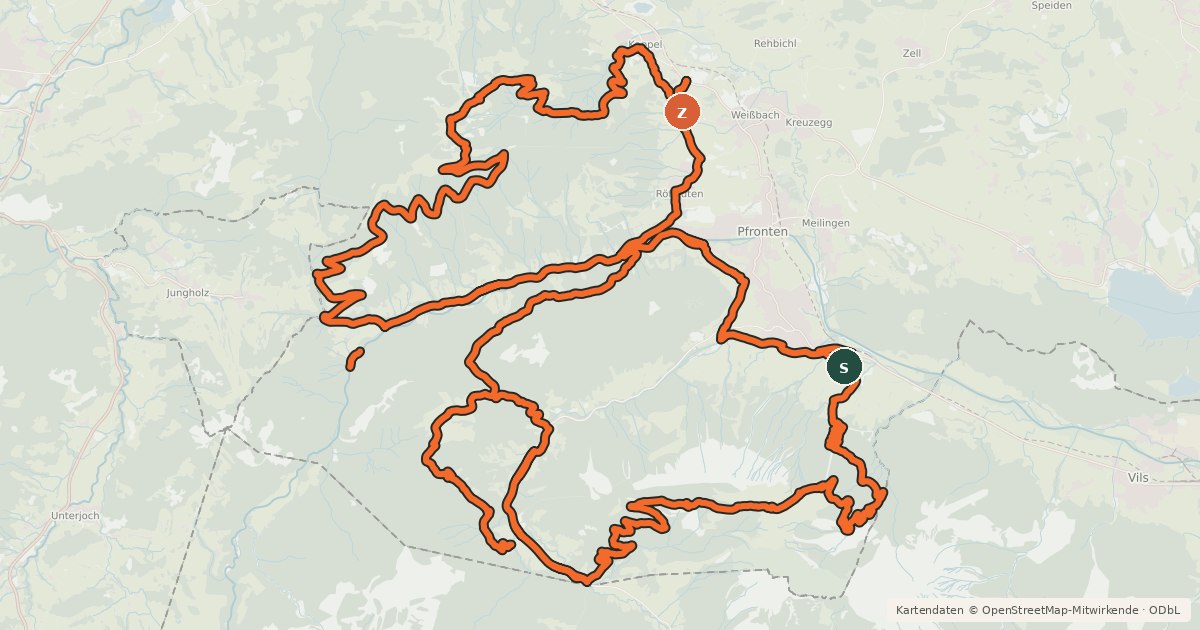 Kartenübersicht der Radroute MTB Marathon Pfronten
