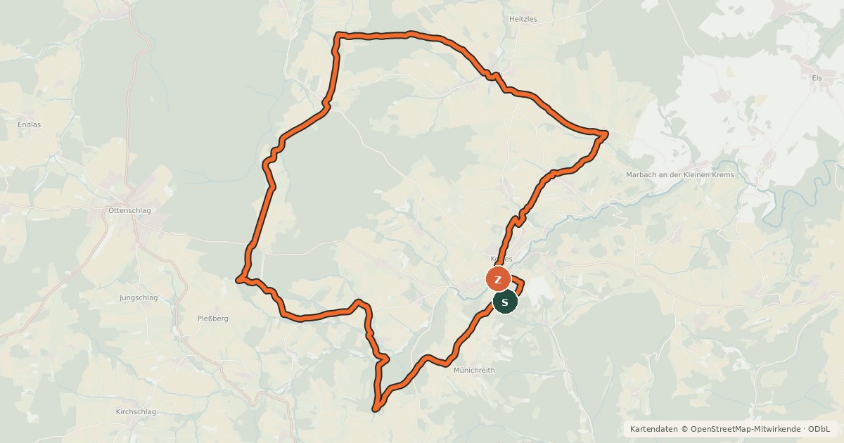 Kartenübersicht der Radroute MTB Maria Berg im Tal-Strecke