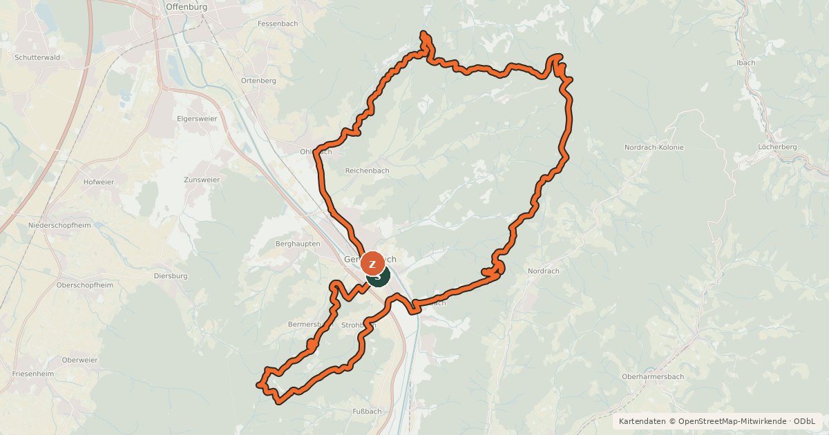 Kartenübersicht der Radroute MTB Mystische Moos