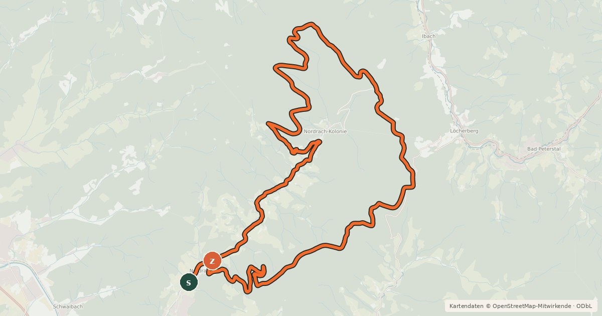 Kartenübersicht der Radroute MTB Naturdenkmal Heidenkirche