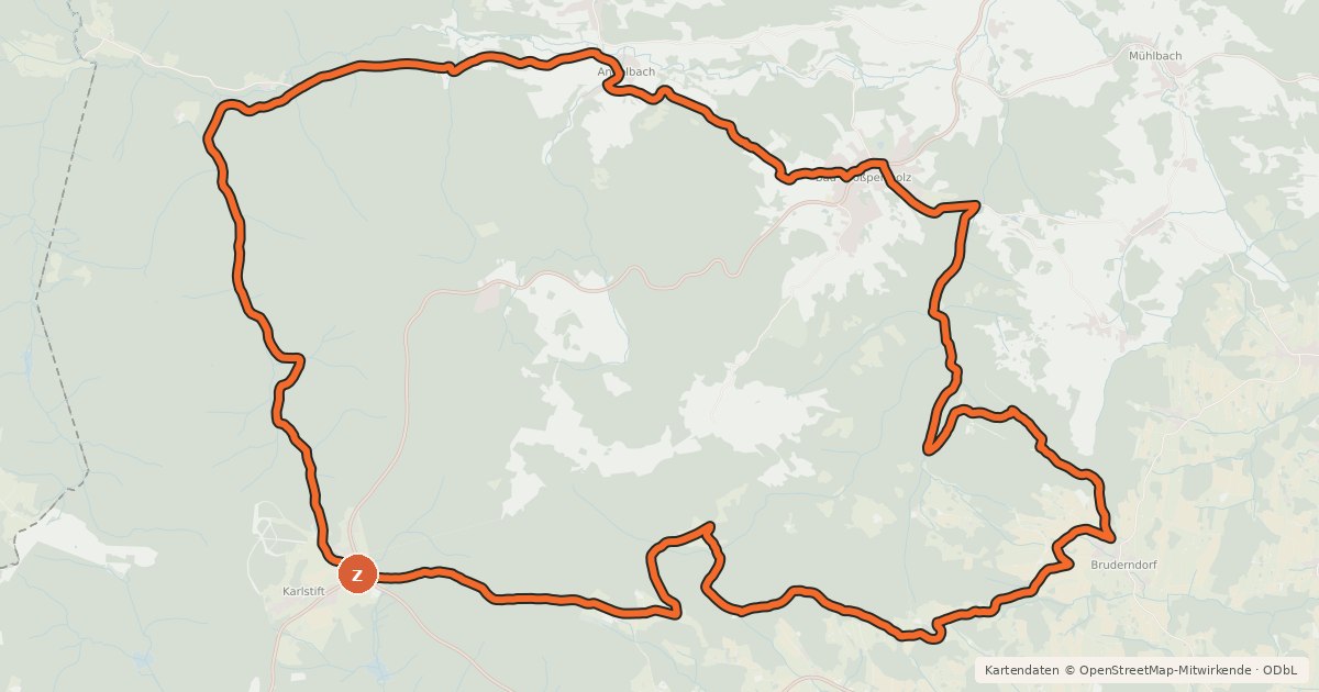 Kartenübersicht der Radroute MTB Nordwald-Strecke