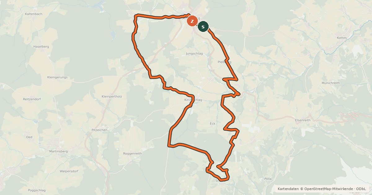 Kartenübersicht der Radroute MTB Panoramaweg