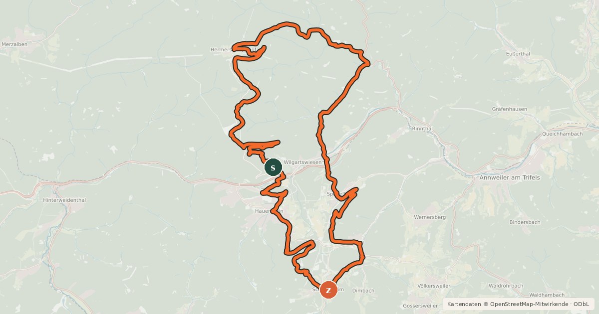 Kartenübersicht der Radroute MTB-Park Pfälzerwald, Tour 11