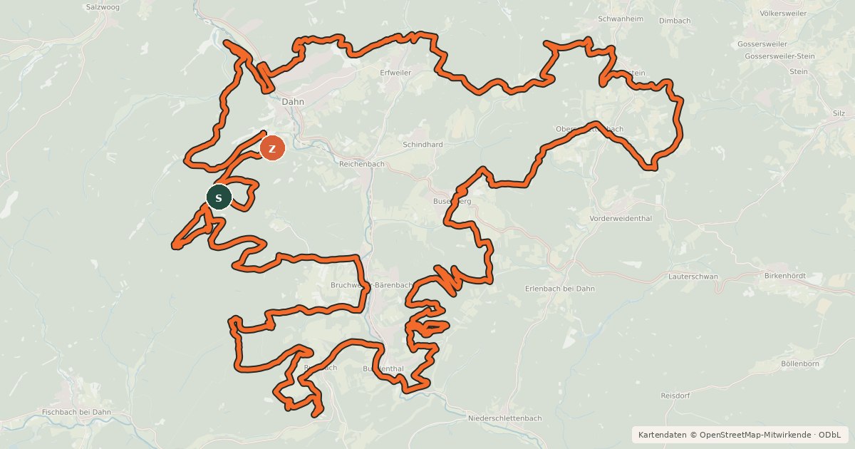 Kartenübersicht der Radroute MTB-Park Pfälzerwald, Tour 13