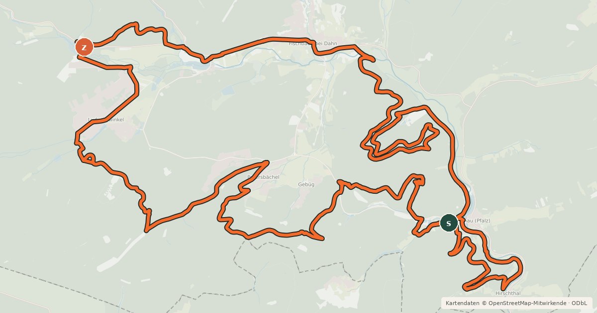 Kartenübersicht der Radroute MTB-Park Pfälzerwald, Tour 16